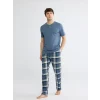 LC WAIKIKI İndigo Regular Fit Ekose Erkek Pijama Takım