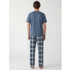 LC WAIKIKI İndigo Regular Fit Ekose Erkek Pijama Takım