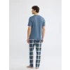 LC WAIKIKI İndigo Regular Fit Ekose Erkek Pijama Takım