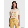 LCW DREAM Sarı Bisiklet Yaka Baskılı Kadın Pijama Takımı