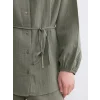 LCW Modest Haki Hakim Yaka Beli Kuşaklı Kadın Gömlek Tunik