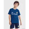 LCW Kids Mavi Real Madrid Baskılı Erkek Çocuk Şortlu Pijama Takımı