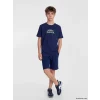 LCW Kids Lacivert Erkek Çocuk Slogan Baskılı Şortlu Takım