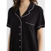 LCW DREAM Siyah Gömlek Yaka Kadın Şortlu Pijama Takımı