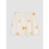 LCW DREAM Ekru Güneş Desenli Kadın Şortlu Pijama Takımı