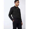 LCW BUSINESS Siyah Slim Fit Uzun Kollu Armürlü Erkek Gömlek