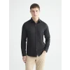 LCW BUSINESS Siyah Slim Fit Uzun Kollu Armürlü Erkek Gömlek
