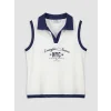 LCW Kids Beyaz Polo Yaka NYC Baskılı Kız Çocuk Atlet