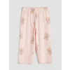 LCW Kids Ekru Ayı Teddy Baskılı Kız Çocuk Kaprili Pijama Takımı