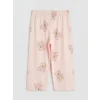 LCW Kids Ekru Ayı Teddy Baskılı Kız Çocuk Kaprili Pijama Takımı