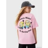 LCW Kids Pembe Bisiklet Yaka Minions Baskılı Kız Çocuk Tişört