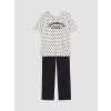 LCW DREAM Siyah Bisiklet Yaka Puantiyeli Kadın Pijama Takım