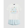 LCW Kids Ekru Kız Çocuk Baskılı Şortlu Pijama Takım