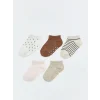 LCW baby Ekru Desenli Kız Bebek Patik Çorap 5li Paket