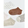 LCW baby Ekru Desenli Kız Bebek Patik Çorap 5li Paket