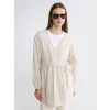 LCW Modest Gri Kruvaze Yaka Dokulu Kadın Kimono