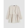 LCW Modest Gri Kruvaze Yaka Dokulu Kadın Kimono