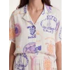 LCW DREAM Bej Gömlek Yaka Desenli Kadın Şortlu Pijama Takımı