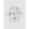 LCW DREAM Bej Gömlek Yaka Desenli Kadın Şortlu Pijama Takımı