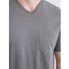 LC WAIKIKI Gri V Yaka Baskılı Erkek Şortlu Pijama Takımı
