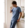 LC WAIKIKI İndigo Regular Fit Baskılı Erkek Pijama Takım