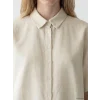 XSIDE Bej Oversize Keten Karışımlı Kadın Gömlek