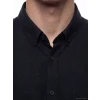 LCWAIKIKI Classic Siyah Regular Fit Keten Karışımlı Erkek Gömlek