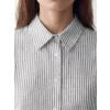 LCW Modest Kahverengi Çizgili Keten Karışımlı Kadın Gömlek