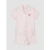 LCW Kids Pembe Gömlek Yaka Kız Çocuk Şortlu Pijama Takımı