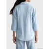 LCW EVERYDAY Mavi Çizgili Oversize Armürlü Kadın Gömlek