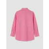 LCW Modest Pembe Çizgili Oversize Kadın Gömlek Tunik