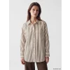 LCW Modest Sarı Çizgili Oversize Poplin Kadın Gömlek Tunik
