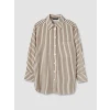 LCW Modest Sarı Çizgili Oversize Poplin Kadın Gömlek Tunik