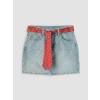 XSIDE Mavi Dar Fit Kuşaklı Mini Jean Etek