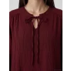 LCW EVERYDAY Bordo Bağlamalı Yaka Büzgülü Dokulu Bluz