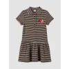 LCW Kids Kahverengi Polo Yaka Çizgili Kız Çocuk Elbise