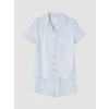 LCW Kids Ekru Gömlek Yaka Kız Çocuk Şortlu Pijama Takımı