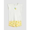 LCW Kids Ekru Limon Baskılı Kız Çocuk Takım