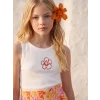 LCW Kids Beyaz Bisiklet Yaka Boncuklu Kız Çocuk Atlet