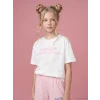LCW Kids Beyaz K-Pop Demon Hunters Baskılı Kız Çocuk Tişört