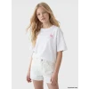 LCW Kids Beyaz Loose Fit Baskılı Kız Çocuk Tişört