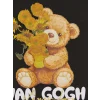 LCW Kids Gri Van Gogh Baskılı Bisiklet Yaka Kız Çocuk Tişört