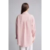 Defacto H9357AXPN634 Pembe Regular Fıt Kareli Kırışık Dokulu Kumaş Uzun Kollu Mercan Renk Tunik