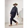 Defacto G7443AXNV31 Lacivert Regular Fıt Çizgili 4lü Burkini Mayo