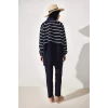 Defacto G7443AXNV31 Lacivert Regular Fıt Çizgili 4lü Burkini Mayo