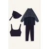 Defacto G7443AXNV31 Lacivert Regular Fıt Çizgili 4lü Burkini Mayo