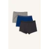 Defacto E1579A8BE331 Mavi 3lü Boxer Set Erkek Çocuk