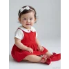 LCW baby Kırmızı Kız Bebek Salopet Elbise ve Tişört