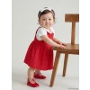 LCW baby Kırmızı Kız Bebek Salopet Elbise ve Tişört