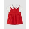 LCW baby Kırmızı Kız Bebek Salopet Elbise ve Tişört